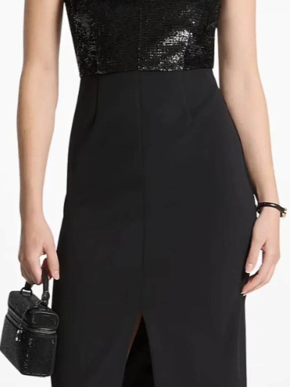MICHAEL KORS SEQUINED TOP CREPE SKIRT HALTER TOP COCKTAIL DRESS